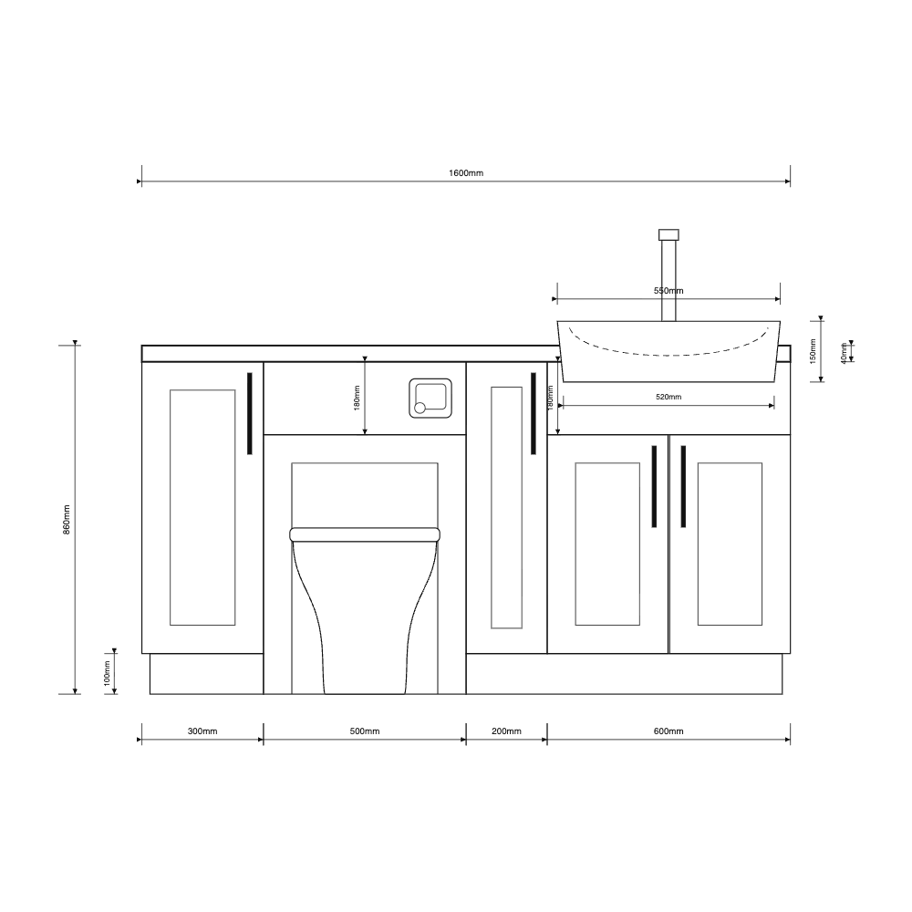 Oliver 1600 Cashmere Shaker Fitted Furniture Combination
