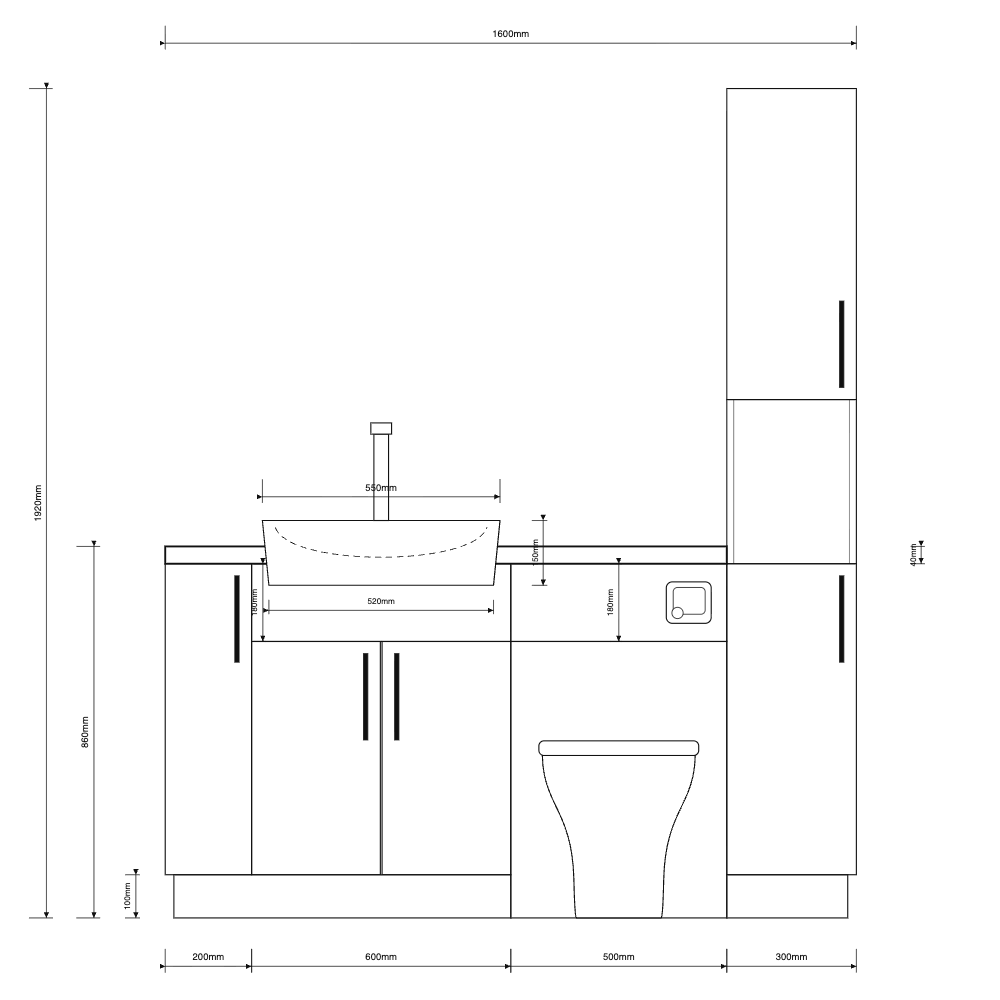 Oliver 1600 Oak Fitted Furniture Combination with Tall Boy