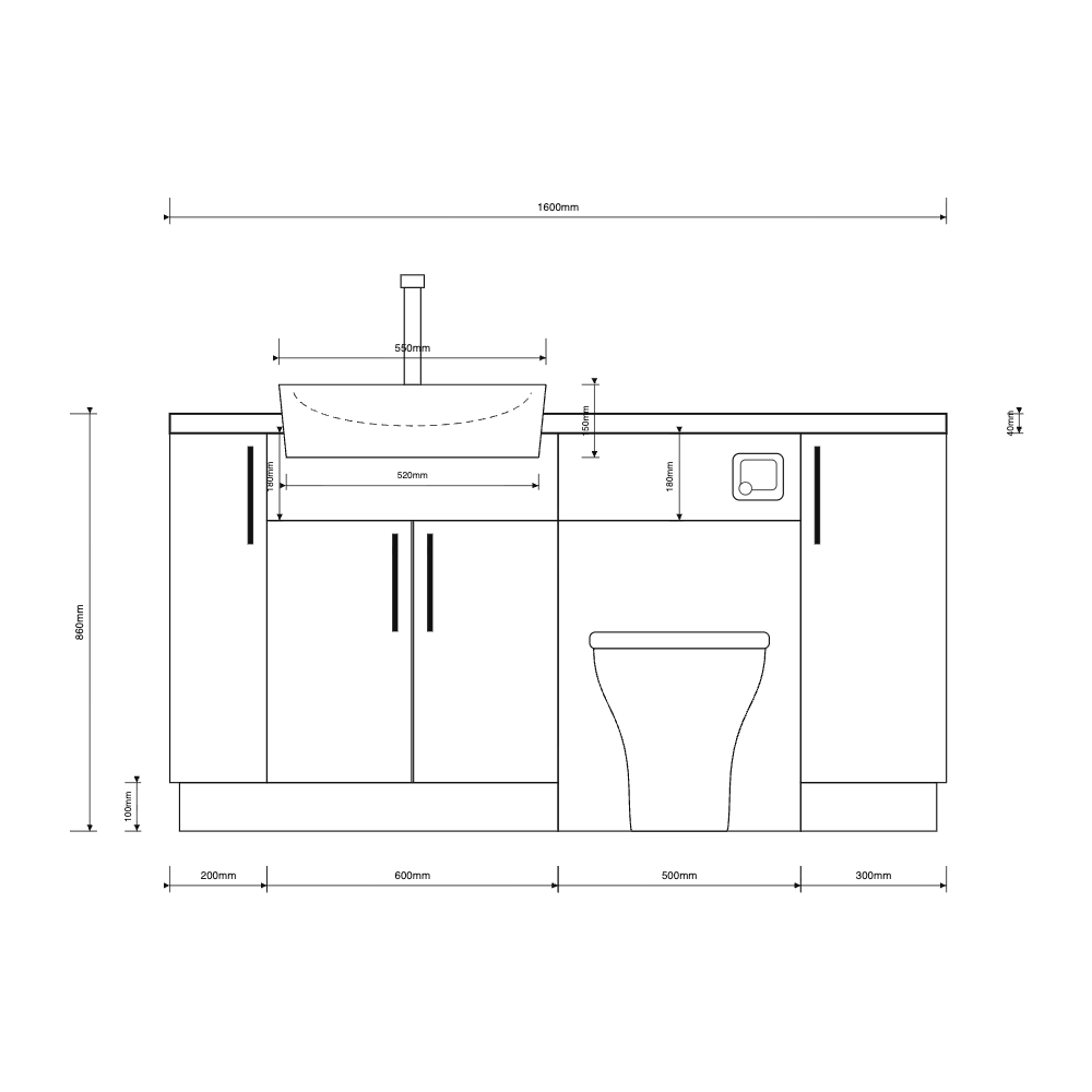 Oliver 1600 Oak Fitted Furniture Combination