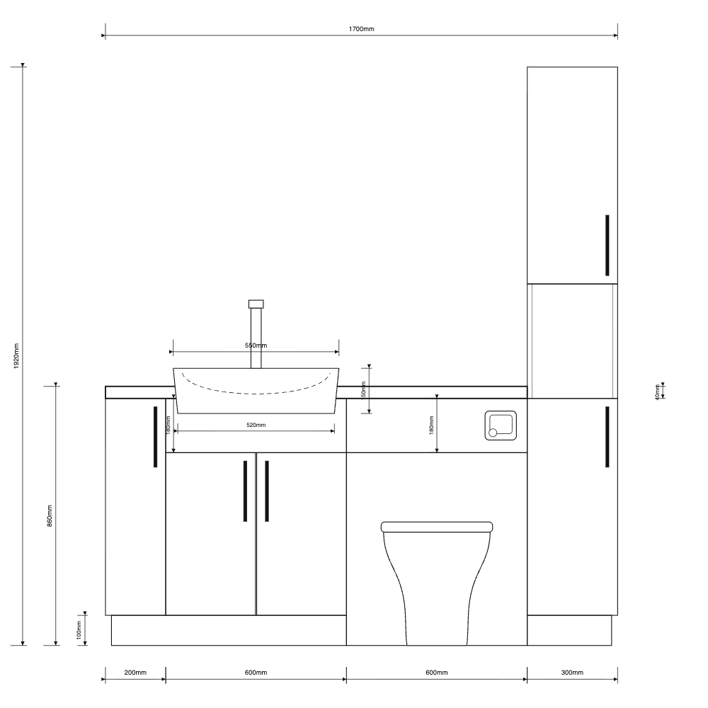 Oliver 1700 Cashmere Fitted Furniture Combination with Tall Boy