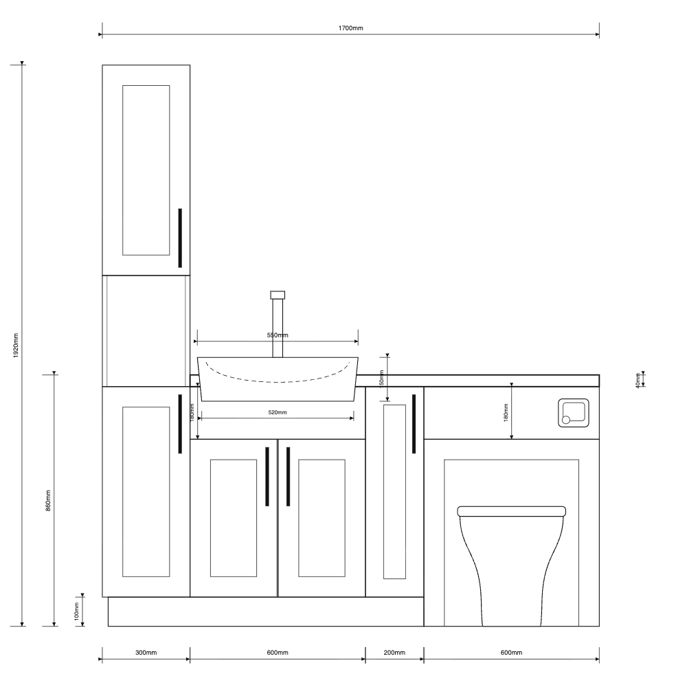 Oliver 1700 Cashmere Shaker Fitted Furniture Combination