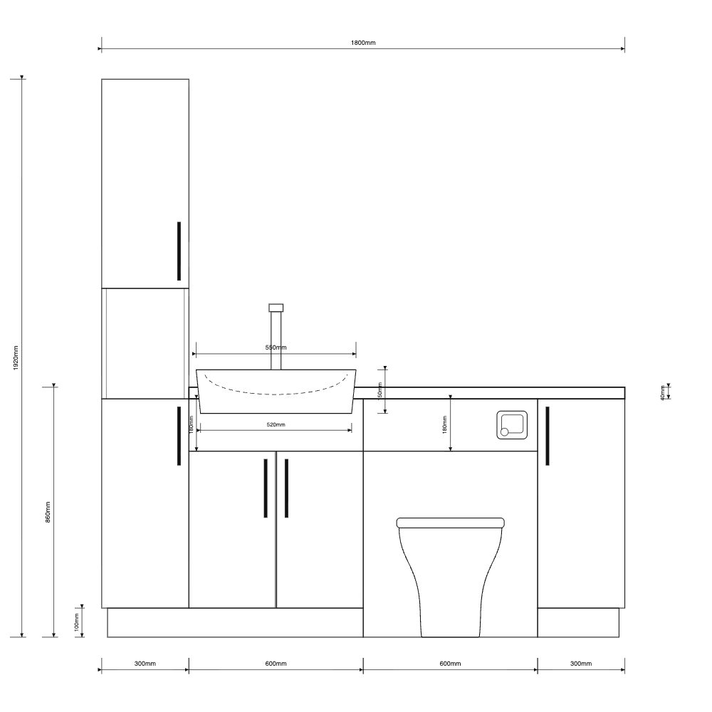 Oliver 1800 Cashmere Fitted Furniture Combination with Tall Boy