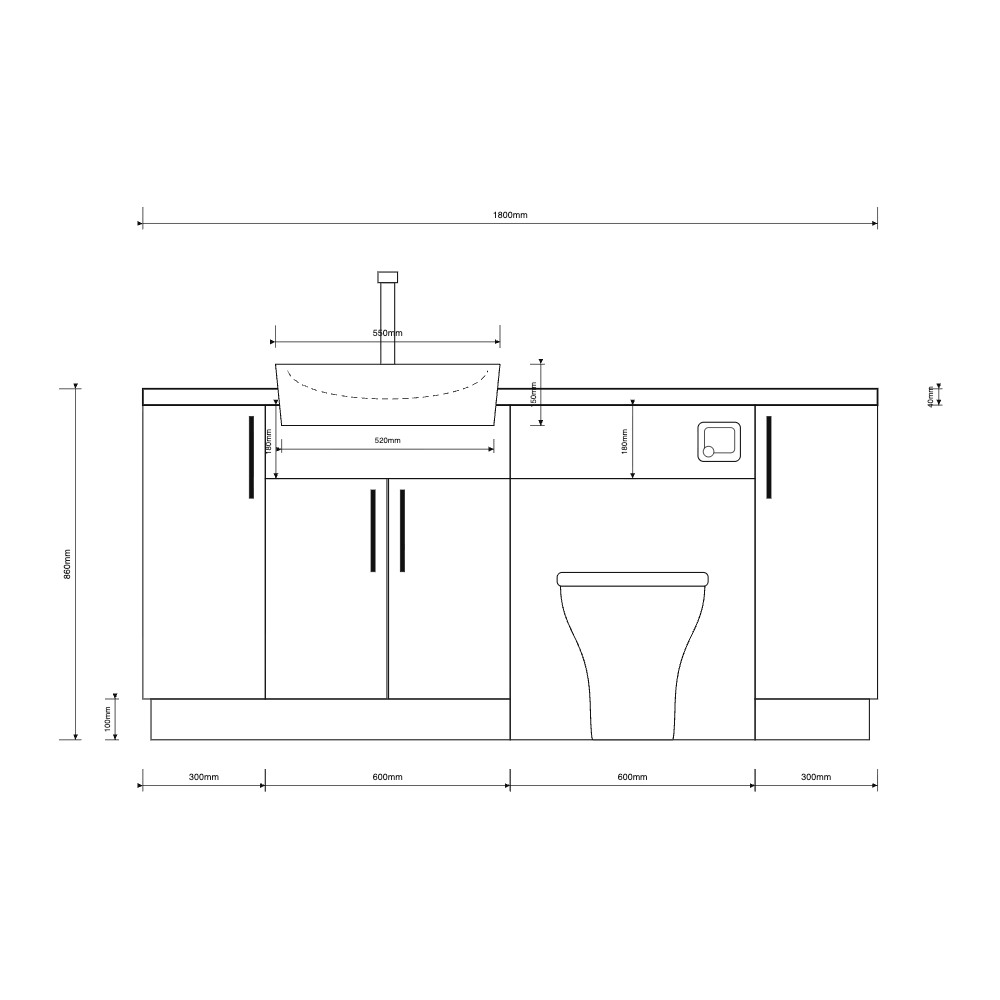 Oliver 1800 Cashmere Fitted Furniture Combination