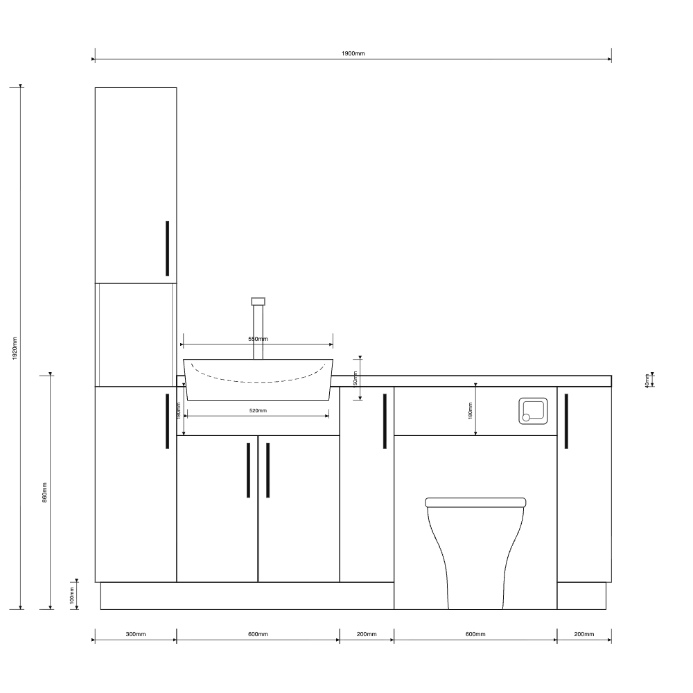 Oliver 1900 Cashmere Fitted Furniture Combination with Tall Boy