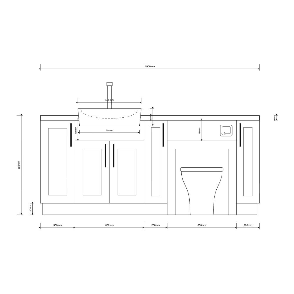 Oliver 1900 Cashmere Shaker Fitted Furniture Combination