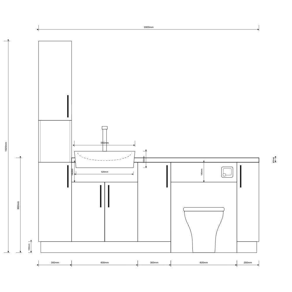 Oliver 2000 Cashmere Fitted Furniture Combination with Tall Boy