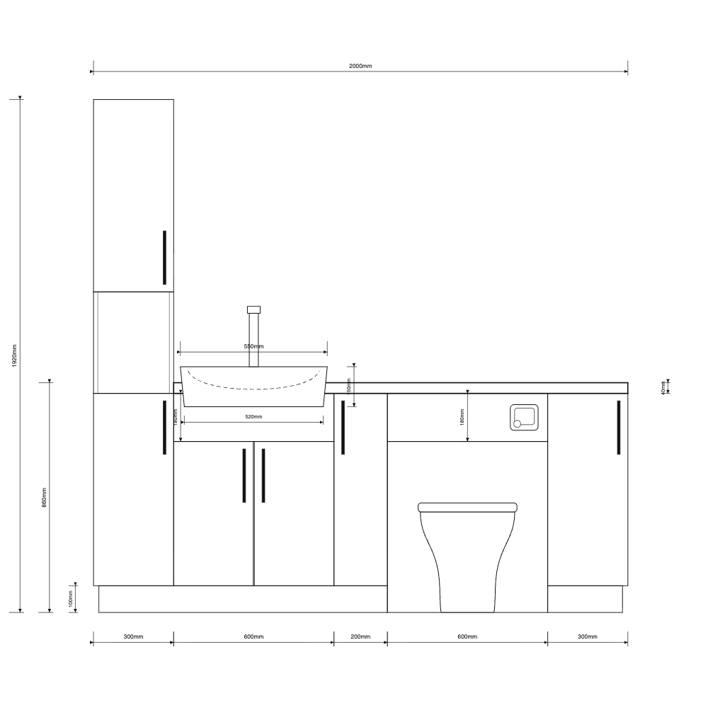 Oliver 2000 Gloss White Fitted Furniture Combination with Tall Boy