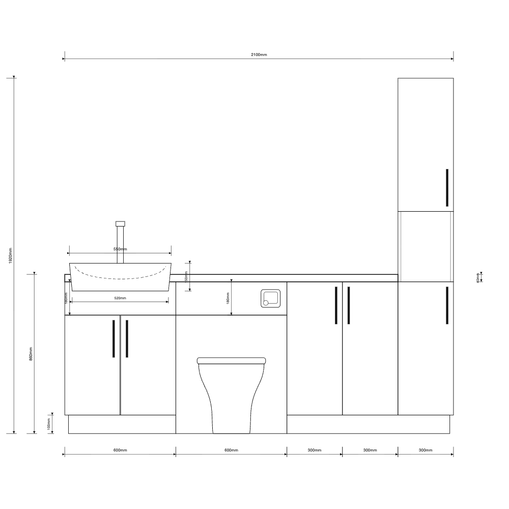 Oliver 2100 Oak Fitted Furniture Combination with Tall Boy