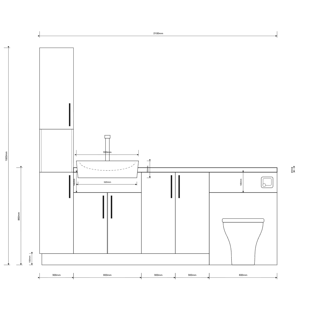 Oliver 2100 Cashmere Fitted Furniture Combination with Tall Boy