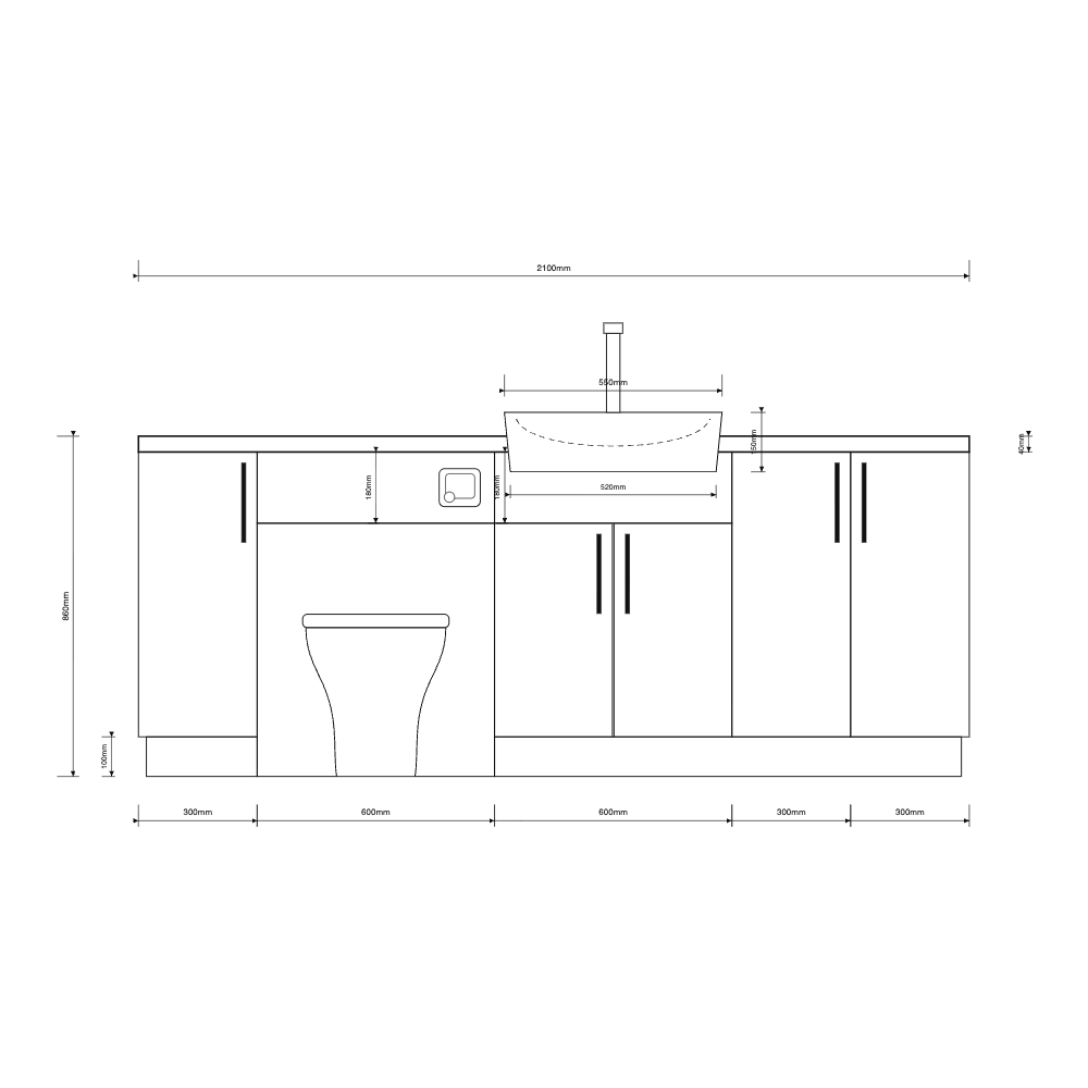 Oliver 2100 Matt Green Fitted Furniture Combination