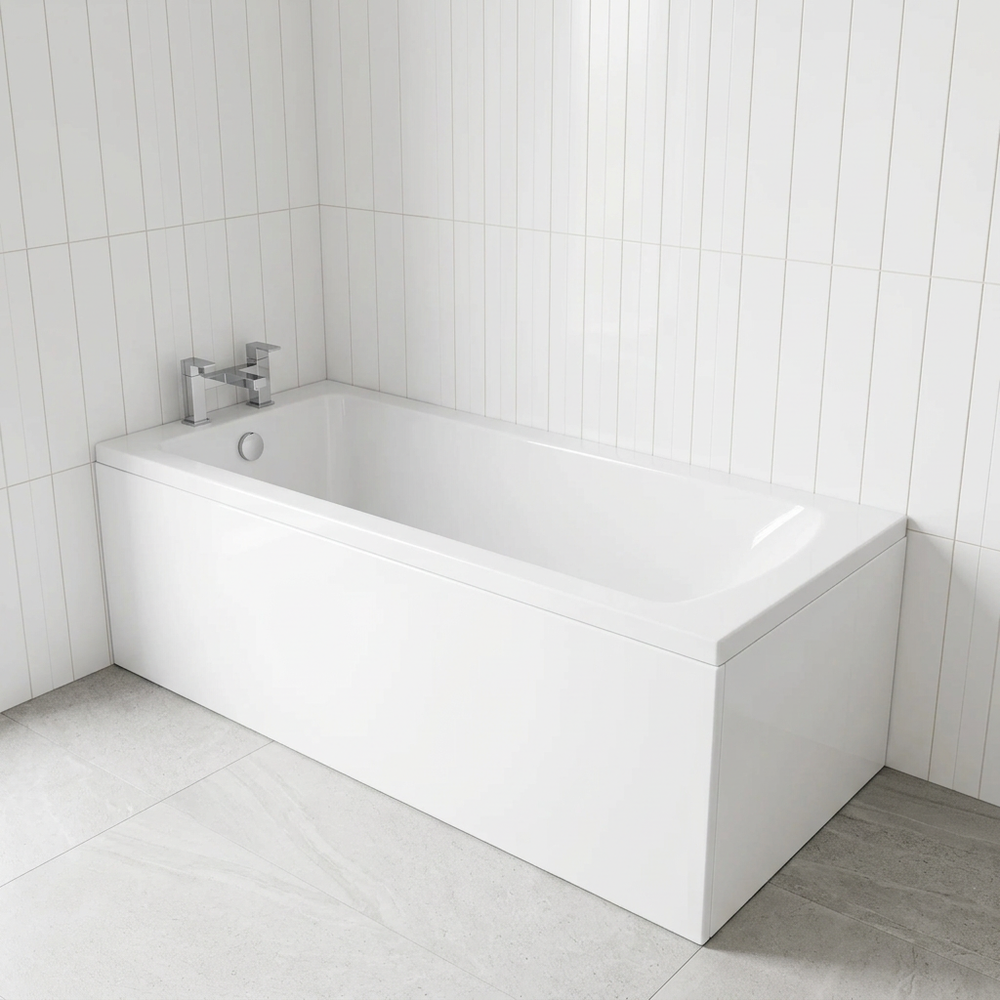 Straight single ended bath shape with 1700mm front panel and 700mm end panel