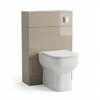 Pemberton 600mm latte gloss back to wall toilet unit with white pan and seat, front view on white