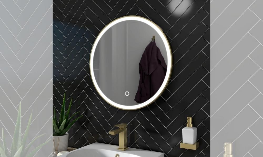 Bathroom City Round Gold Mirror