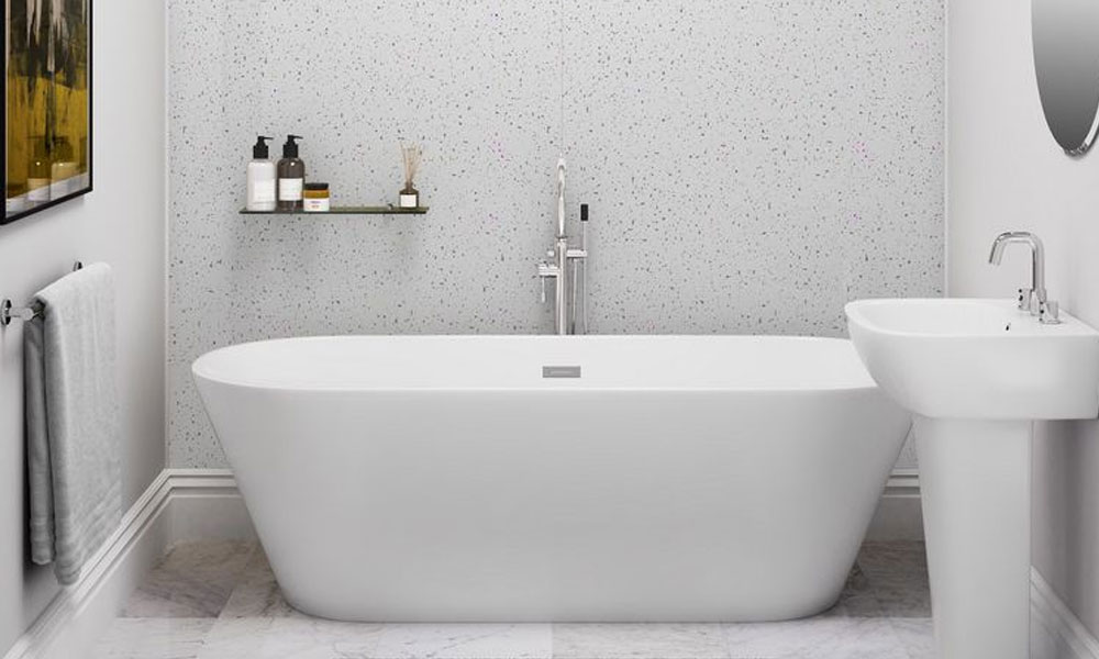 Dpi Aquatile 4 X 8 Toned Gray Bath Tileboard Wall Panel At Menards