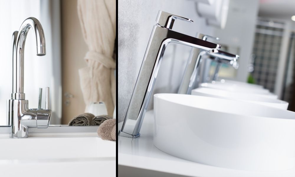 Basin-Sink-Mixer-Taps-Chrome-Finish Image-showing-two-styles-of-Basin-Sink-Taps