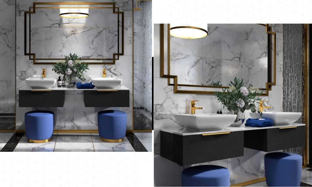 Copped-Gold-Colored-Double-Basin-Vanity-Units