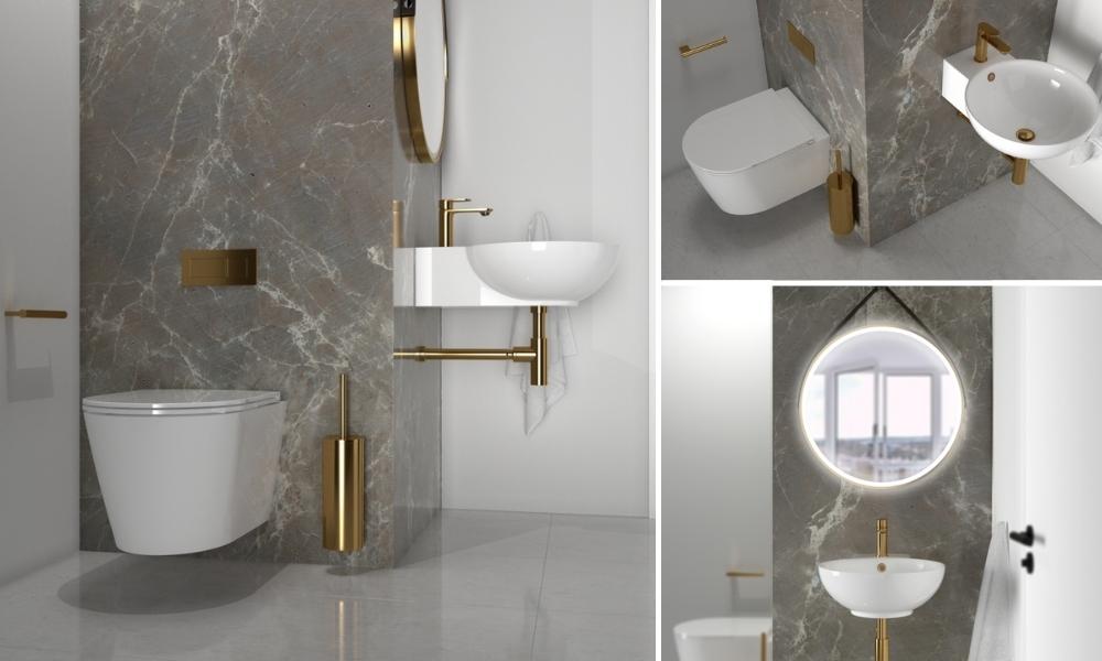 Elegant Basin & Toilet Combo Set in Gold