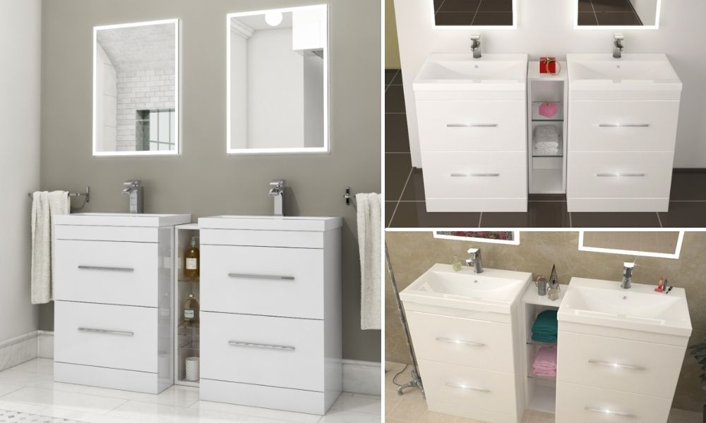 Freestanding-Double-Sink-Unit-with-Storage-4-Deep-Drawers-White-and-Grey-Options