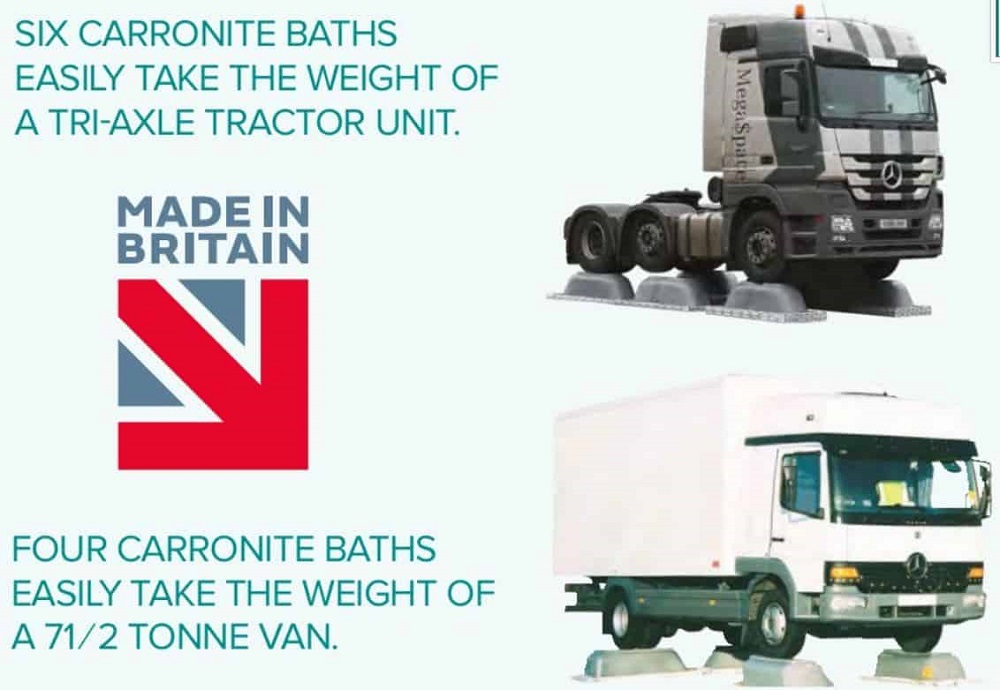 Six Carronite Baths Can Take The Weight Of Tri-Axle Tractor Unit