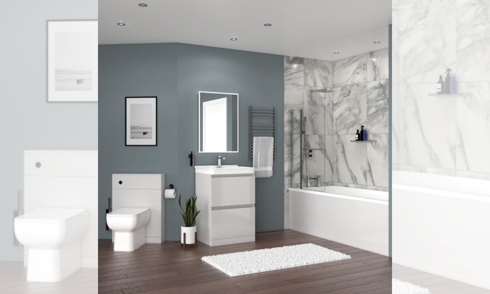 Ashford pearl grey shower bath suite