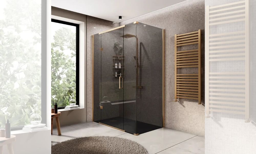 Havana Brass Gold 1400mm Corner Shower Cubicle