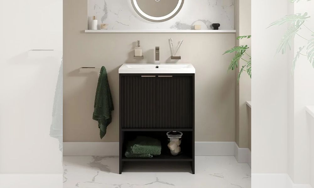 Jasmine 600mm Black Floorstanding Vanity Unit