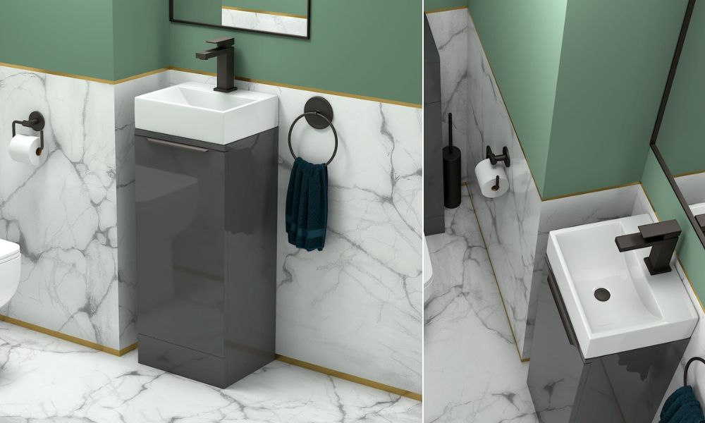 Jivana 325mm Grey Cloakroom Vanity Unit