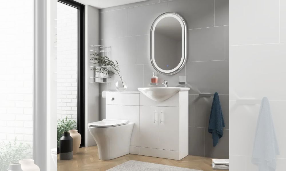 Kiana White Combination Two Door Vanity Unit and Back to Wall Toilet