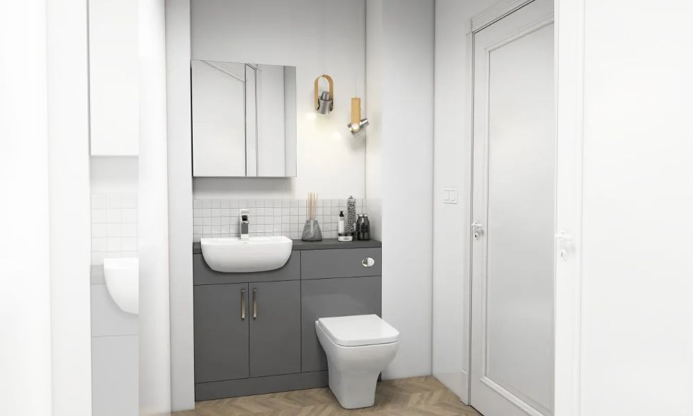 Oliver 1200 Grey Fitted Cloakroom Furniture