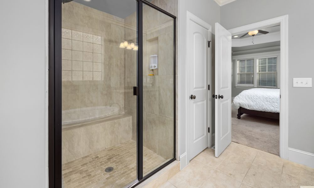 Preview of a Black Sliding Shower Door