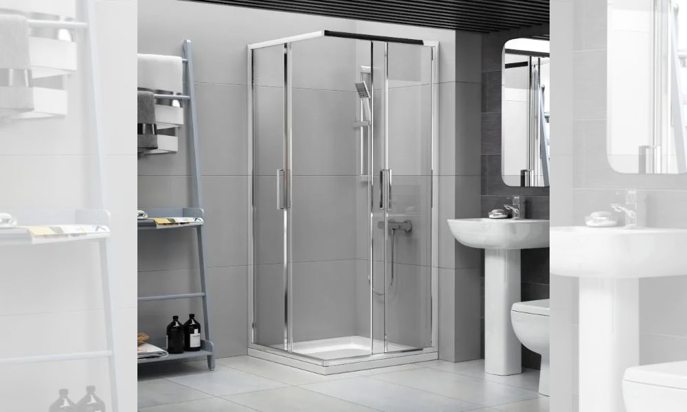Radiant Reduced Height Shower Enclosure: Sliding Corner Entry