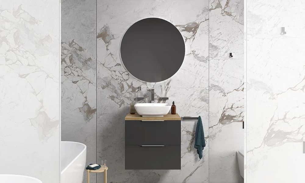 Sonix Grey 600mm Wall Hung Oak Countertop Unit