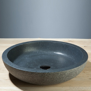 round basalt stone basin 