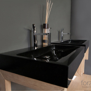 double black stone basin