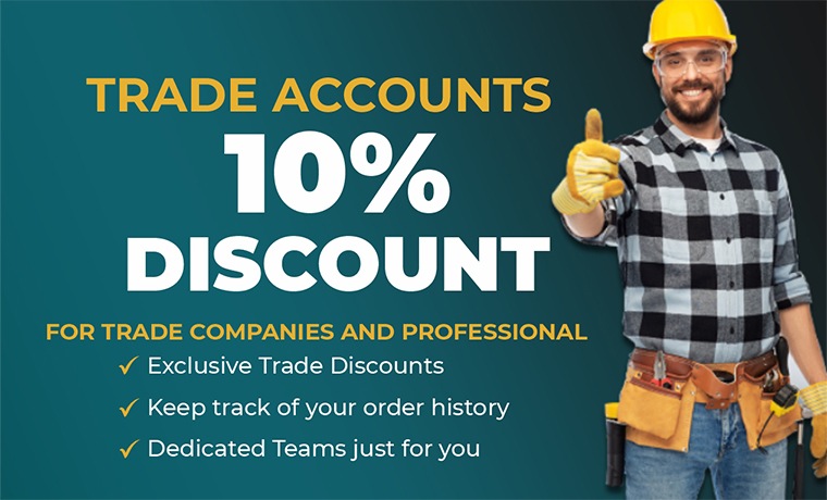Trade Accounts get 10% discount, along with exclusive deals. Sign up today!