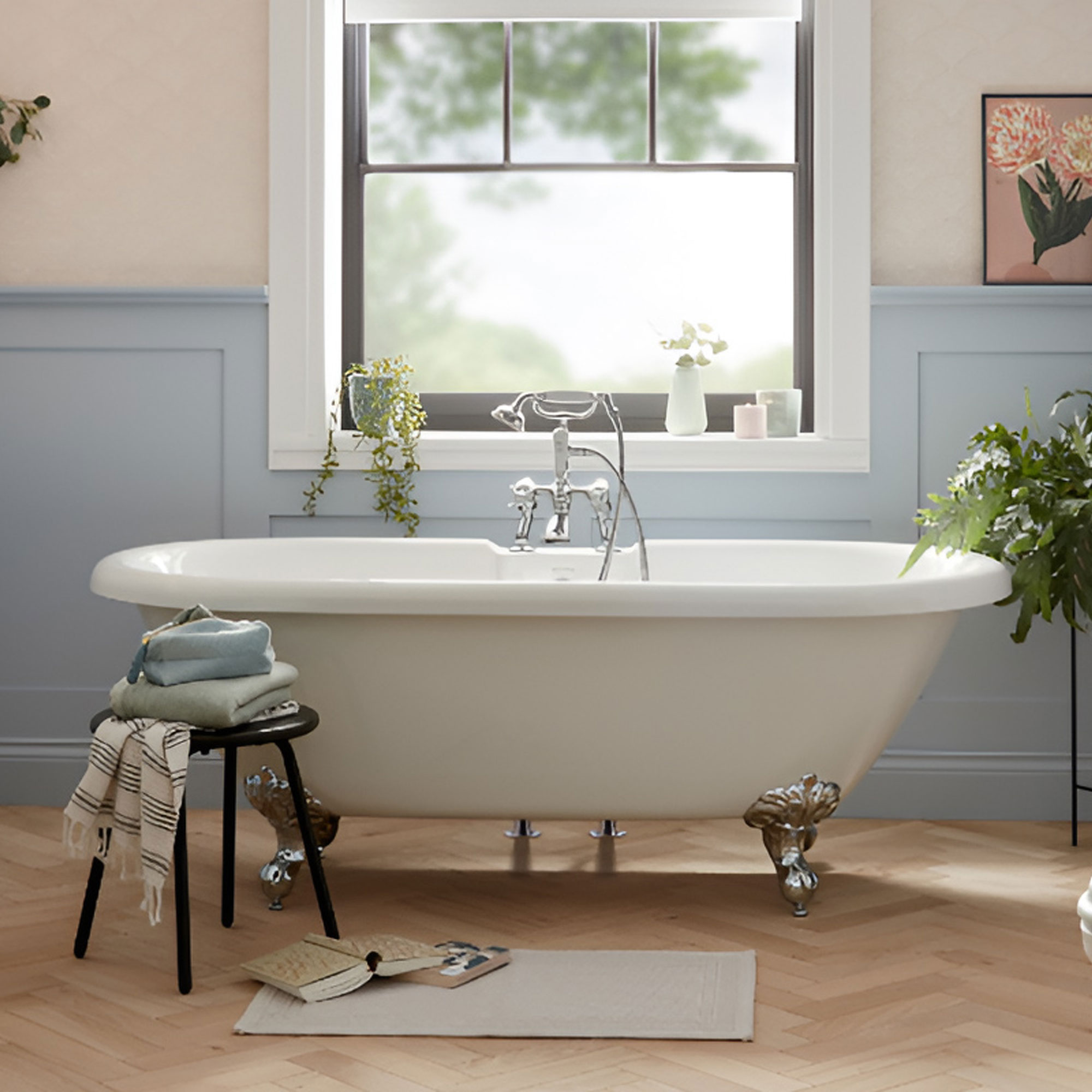 Baby Oban Freestanding Acrylic Bath D.End 1495x795mm inc Feet
