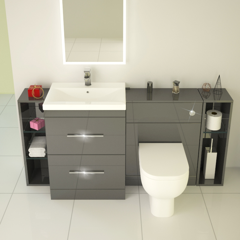 Patello 1600 Fitted Bathroom Furniture Grey Bathroom City