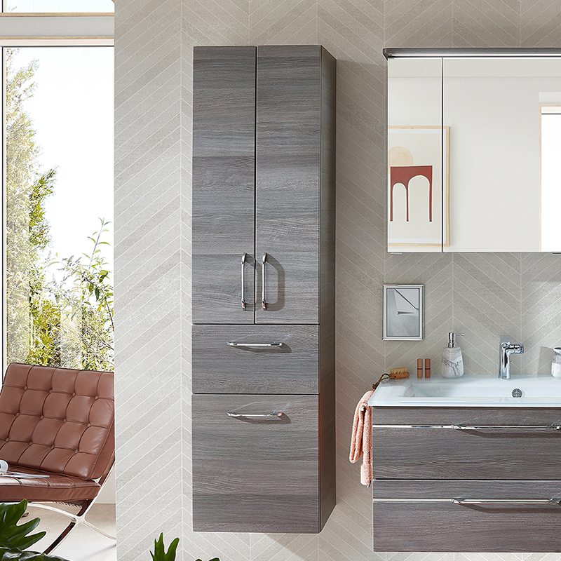 Bathroom vanity with top tall storage cabinet