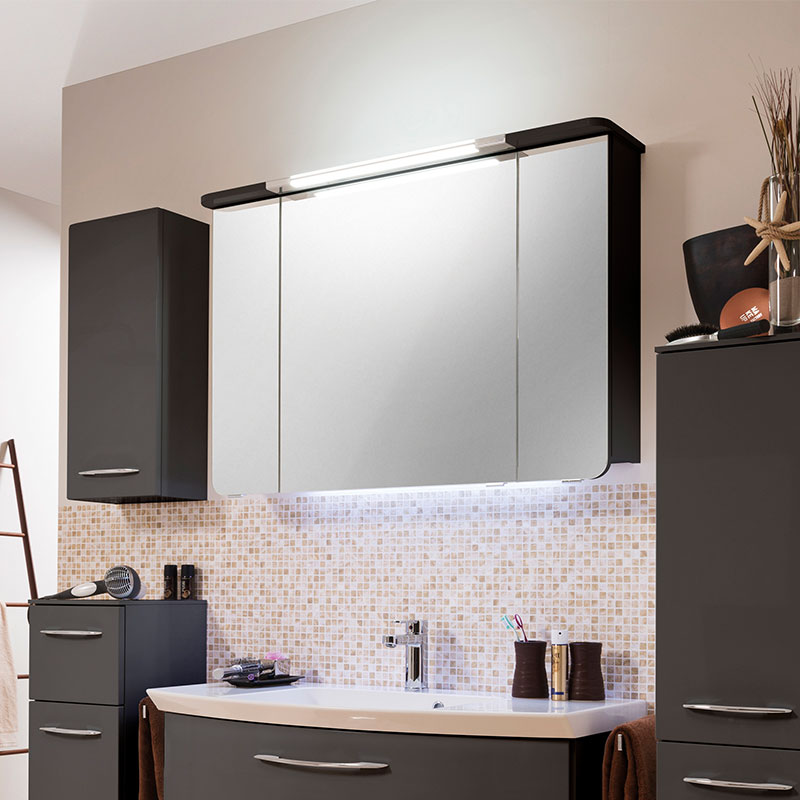 3 door mirrored bathroom outlet cabinet with lights