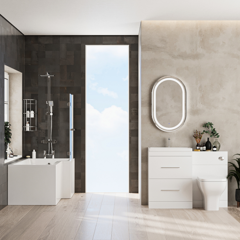 Patello White Shower L shape Bath Suite
