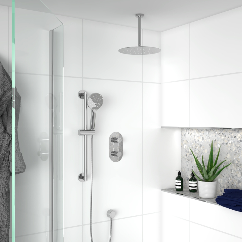 Tweed 2 Outlet Ceiling Shower Set Head Handset Slider Buy Online at