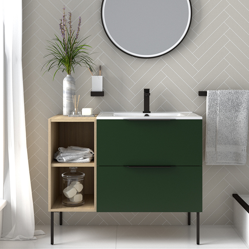 Green bathroom shop vanity unit