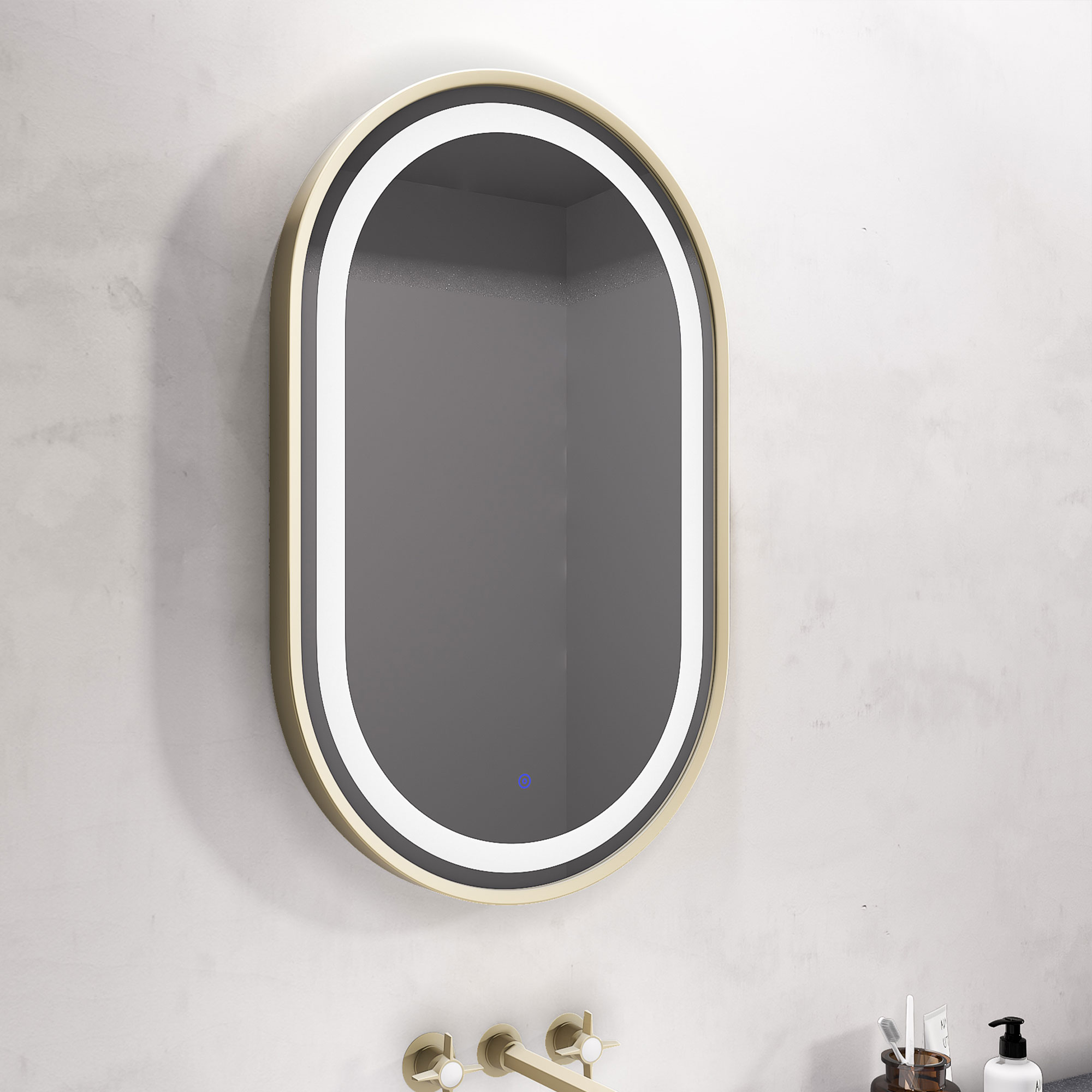 BC Oval Gold Illuminated Mirror