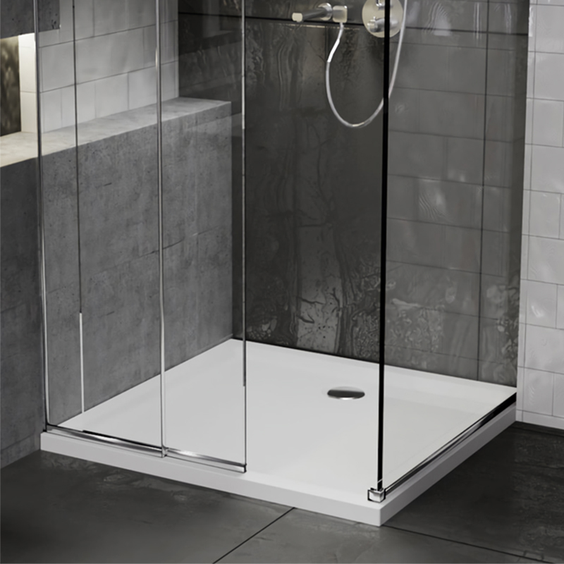 Stone Resin Square Tray 700 x 700 with Optional Chrome Waste 