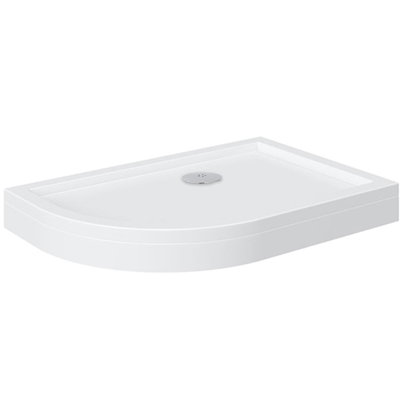 offset quadrant 1200 raised lefthand shower tray chrome waste