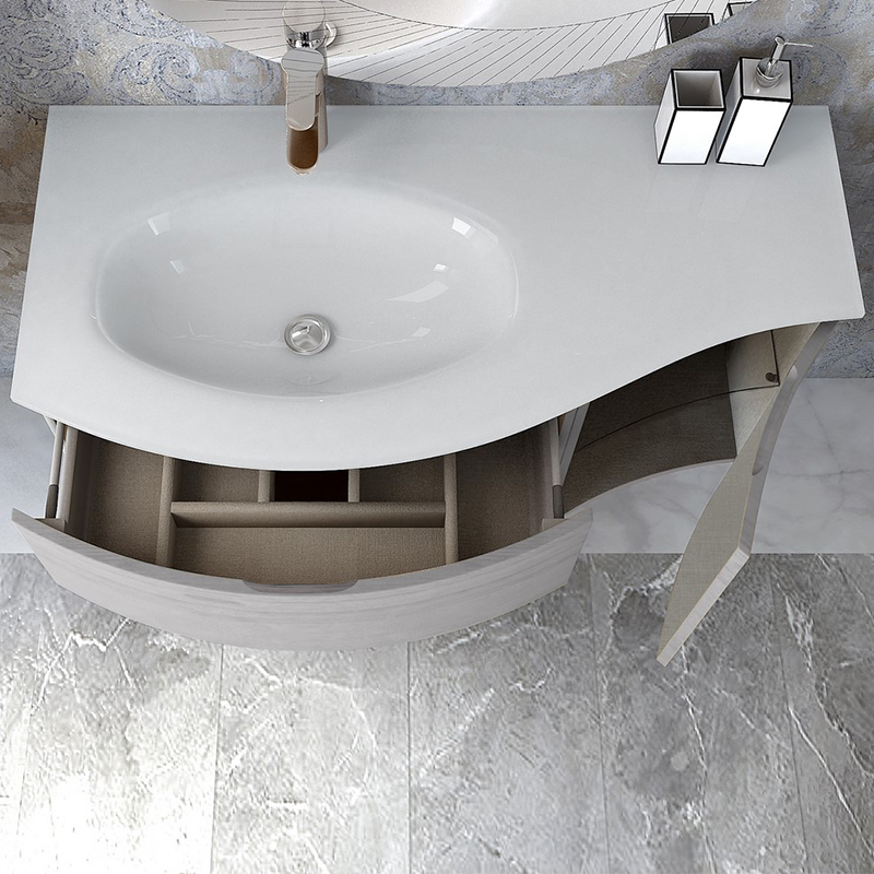 Baden Haus Vague 1030 White Oak Vanity Unit with Left Hand Sink Bathroom City