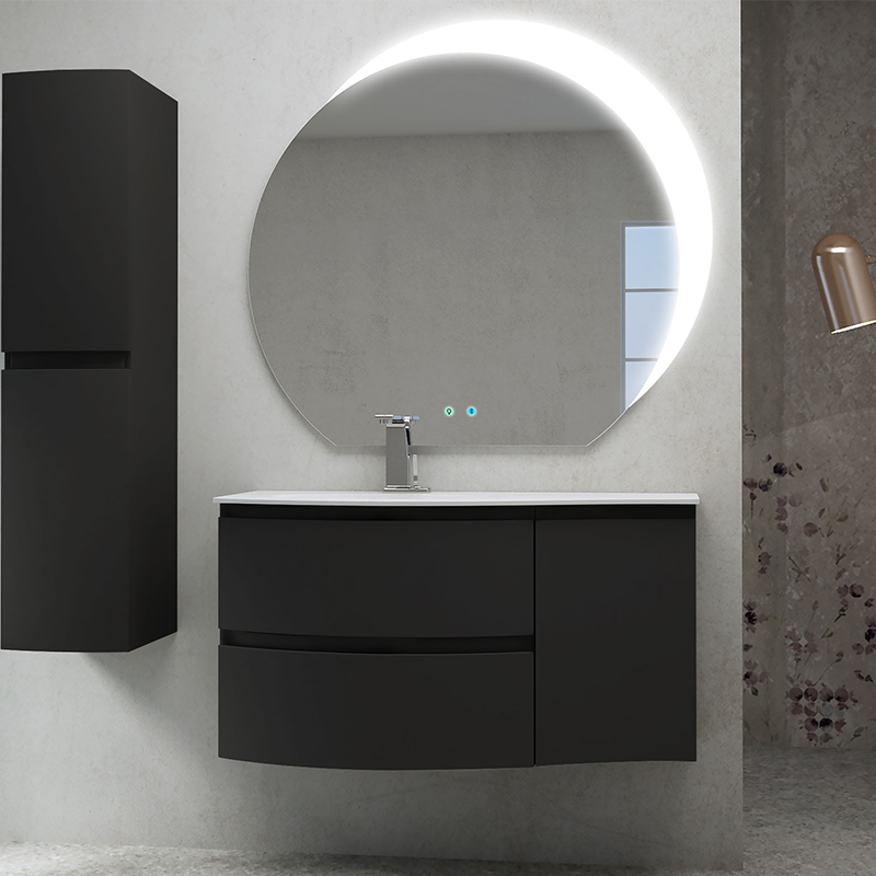 baden haus vague 1030 graphite vanity unit: left hand basin, 2 drawers, handleless
