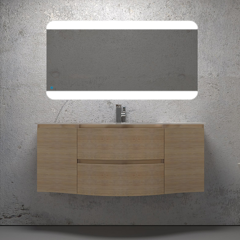 baden haus vague 1400 tobacco oak vanity unit: central basin, handleless