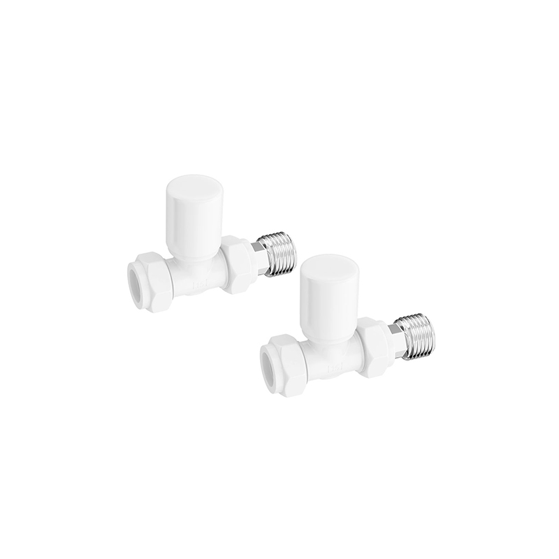 pattern radiator valve - straight - white