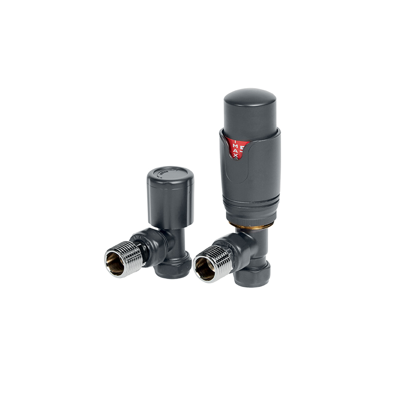 anthracite straight thermostatic radiator valve pack (pairs)